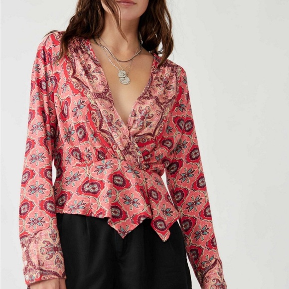 Free People Pink Floral Blouse - Picture 1 of 11